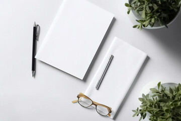 Blank white notepad sheet as mock up for writing. Generative AI	