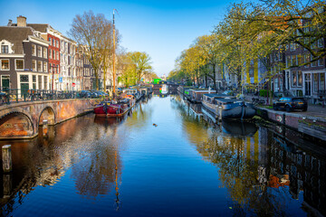 Naklejka premium Canals of Amsterdam. Amsterdam is the capital and most populous city of the Netherlands.