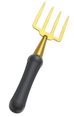 Garden pitchfork or fork with wooden handle for harvesting hay on white