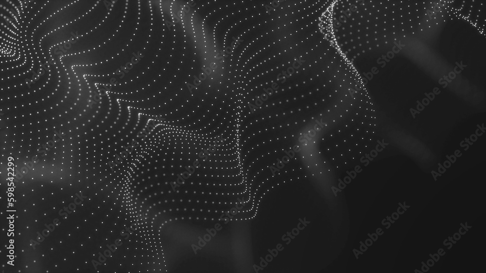 Poster big data stream. digital wave with many points. technology or science banner. 3d rendering.