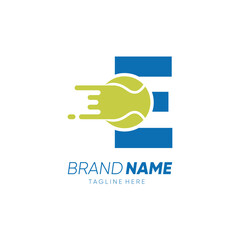 Letter E Initial Tennis Ball Logo Design Vector Icon Graphic Emblem Illustration