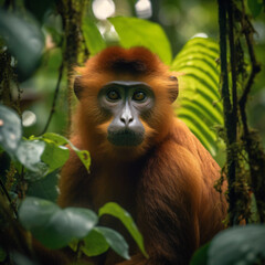 a monkey in the jungle, unfathomable rainforest wildlife, generative ai 
