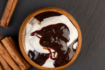 Fresh Yogurt with added chocolate for chocolate flavor
