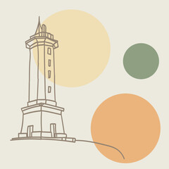 Lighthouse icon design. Hand drawn illustration, vector