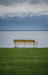 empty bench over Lake Constance