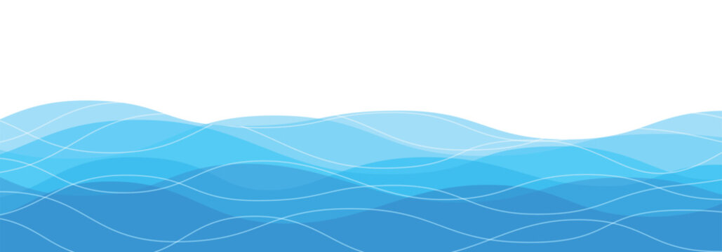 Sea waves pattern. Water wave abstract design. Blue ocean wave layer