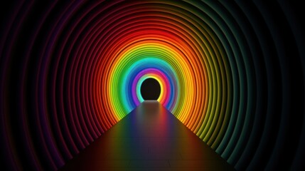 Colorful tunnel with light in the end. Generative AI
