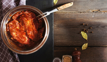 raw pork neck marinated with spices