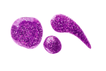 Purple shimmer swatch of gel nail polish or lip gloss isolated on transparent background. Smear of nail polish for design.