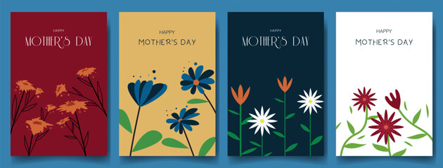 happy mother day, women day, valentine day flat simple minimalist flower theme design background vector EPS10