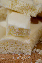 White Chocolate Bar with bubbles close-up