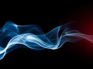 Blue and red abstract smoke on black background. Generative AI