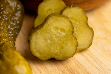 pickled for long-term storage green cucumbers with spices