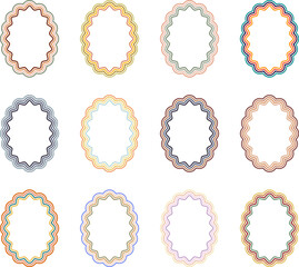 Oval retro frames with colorful wavy lines
