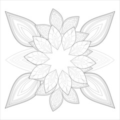 Coloring Book for adults. Hand drawn flowers in zentangle style for t-shirt design or tattoo and coloring book