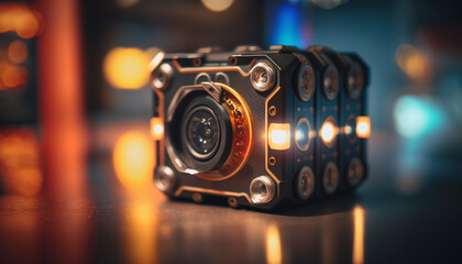 A cute and futuristic camera in a miniature size. Generative AI