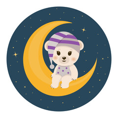 Cute cartoon baby koala in pajamas. Isolated vector illustration