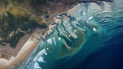 Flunky picture of a coast in Spain. Creative resource, AI Generated