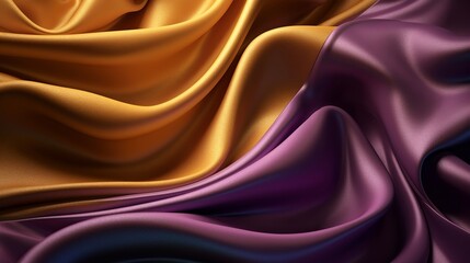 Obraz premium Uncommon Foundation with Wave Shinning Gold and Purple Point Silk Surface. Creative resource, AI Generated
