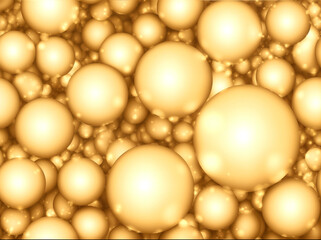 Abstract 3d golden sphere shape yellow background.