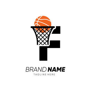 Letter F Initial Basketball Logo Design Vector Icon Graphic Emblem Illustration