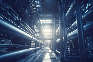 Obraz premium Gas pipes oil energy. technology. Safety valve in gas pipe industry, AI