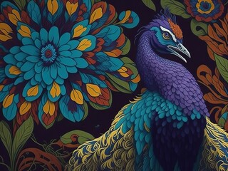 Feathers in Full Display: Colorful Peacock Wallpaper and Mural Background. 