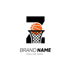 Letter Z Initial Basketball Logo Design Vector Icon Graphic Emblem Illustration