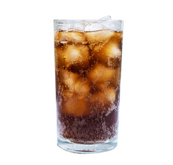 Soft drinks with ice cubes isolated transparent background. - obrazy, fototapety, plakaty