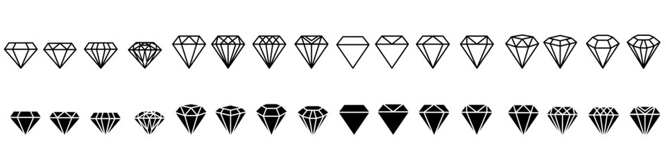 Diamond icon vector set. gemstone illustration sign collection. jewel symbol.