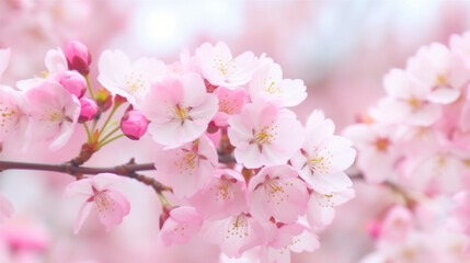Fototapeta na wymiar 春に満開のさくらをアップで。美しいピンクの背景と共に