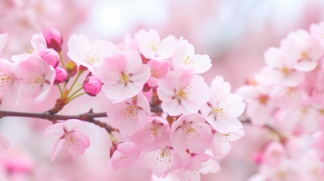 春に満開のさくらをアップで。美しいピンクの背景と共に