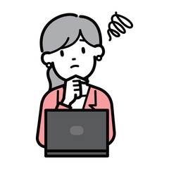 困った表情のビジネスウーマンのイラスト