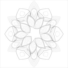 Printable Decorative Doodle flowers in black and white for coloringbook, cover or background. Hand drawn sketch for adult anti stress coloring page vector.