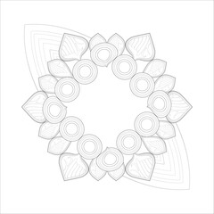 Printable Decorative Doodle flowers in black and white for coloringbook, cover or background. Hand drawn sketch for adult anti stress coloring page vector.