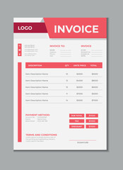 Invoice template design, billing cash voucher, money receipt cash memo layout design with mockup