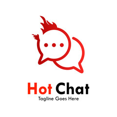 Hot chat design logo template illustration