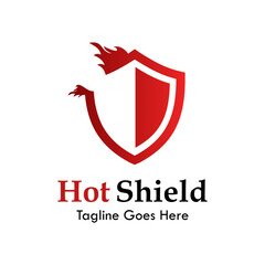 Hot shield design logo template illustration