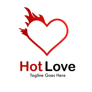 Hot love design logo template illustration