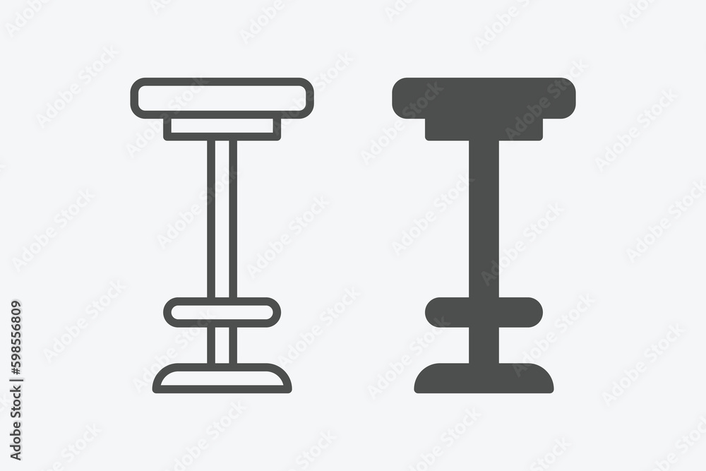 Poster chair vector icon set. vector linear and filled style flat furniture sign for mobile concept and web