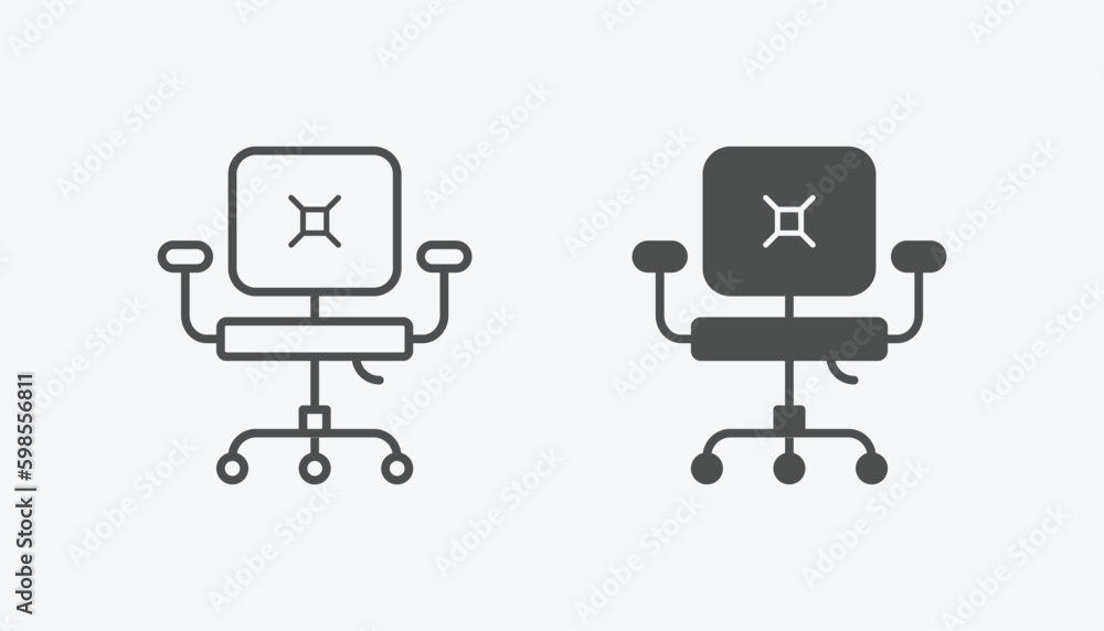 Poster chair vector icon set. vector linear and filled style flat furniture sign for mobile concept and web