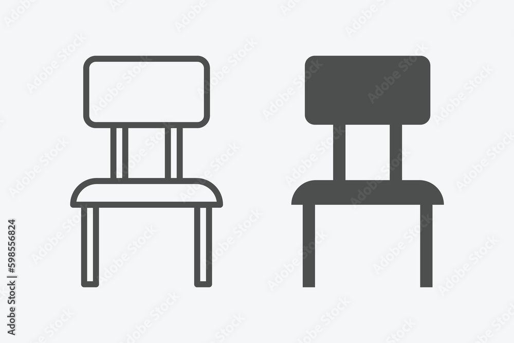 Poster chair vector icon set. vector linear and filled style flat furniture sign for mobile concept and web