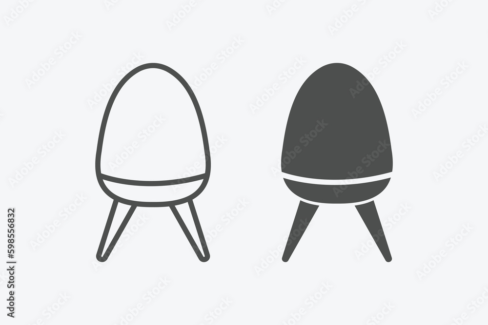 Poster chair vector icon set. vector linear and filled style flat furniture sign for mobile concept and web