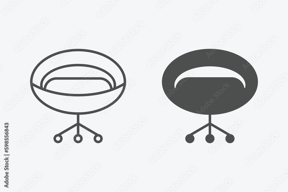 Poster chair vector icon set. vector linear and filled style flat furniture sign for mobile concept and web