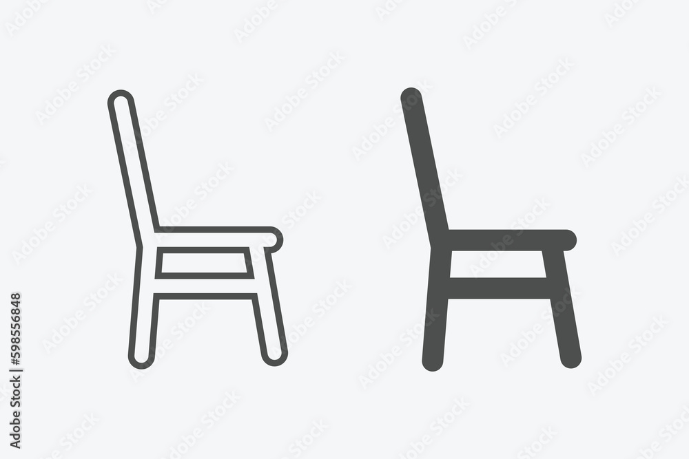 Poster chair vector icon set. vector linear and filled style flat furniture sign for mobile concept and web