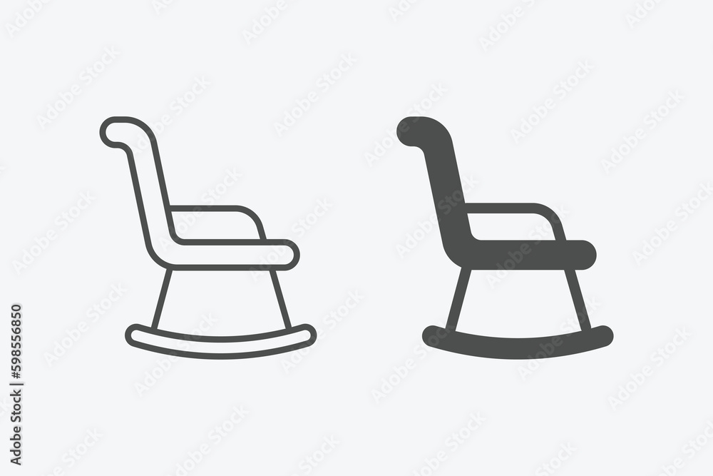 Poster chair vector icon set. vector linear and filled style flat furniture sign for mobile concept and web