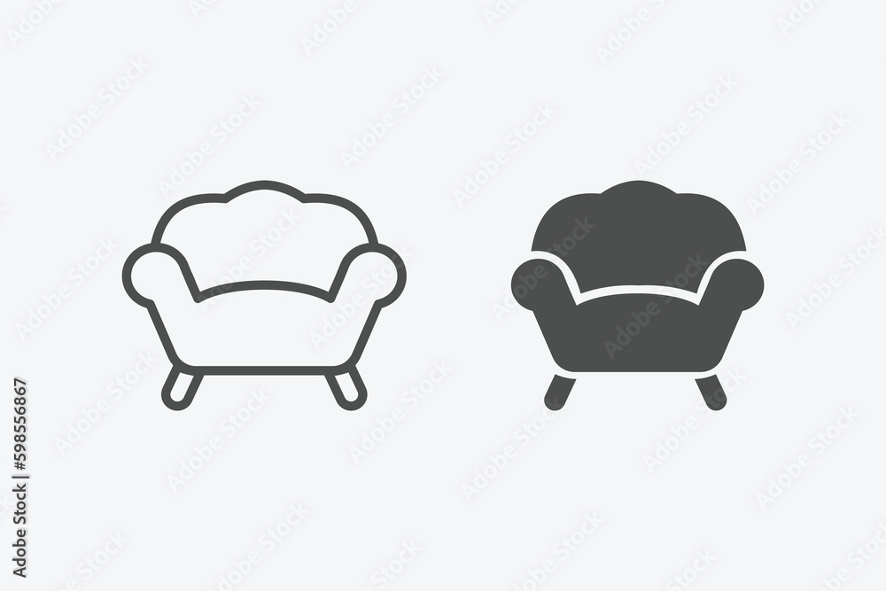 Poster sofa vector icon set. vector illustration of sofa isolated icon set. linear and filled style flat fu