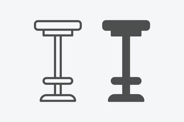 Chair vector icon set. vector linear and filled style flat furniture sign for mobile concept and web design