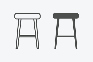 Chair vector icon set. vector linear and filled style flat furniture sign for mobile concept and web design