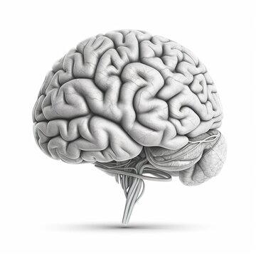 human brain on white background. generative ai